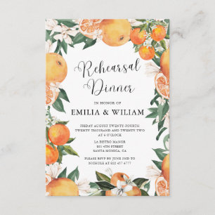 Romantic Oranges Rehearsal Dinner Night Before Enclosure Card