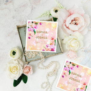 Romantic Orchid Bouquet Elegant Classy Wedding Napkin