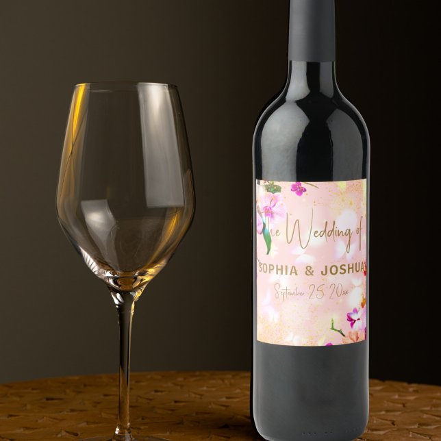Romantic Orchid Bouquet Elegant Classy Wedding Wine Label (Creator Uploaded)