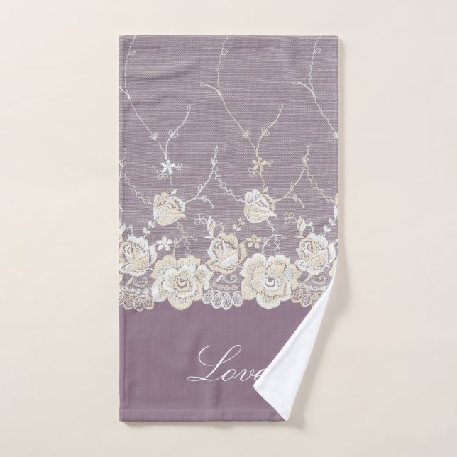 Romantic Orchid Purple Floral   Hand Towel (Hand Towel)