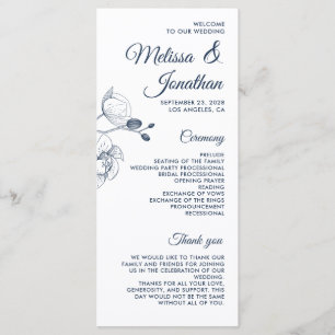 Romantic orchids elegant modern wedding program menu