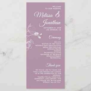 Romantic orchids elegant modern wedding program menu