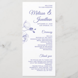 Romantic orchids elegant modern wedding program menu