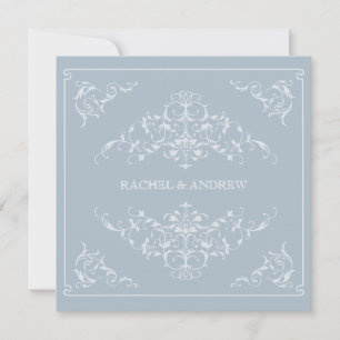 Romantic Ornaments Wedding Light Blue Invitation