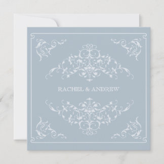 Romantic Ornaments Wedding Light Blue Invitation