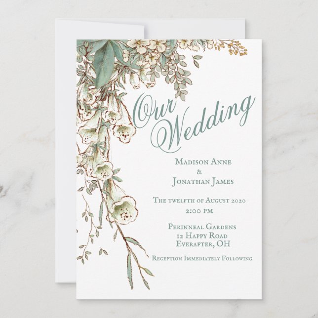 Romantic Our Wedding Floral Script Elegant Invitation (Front)