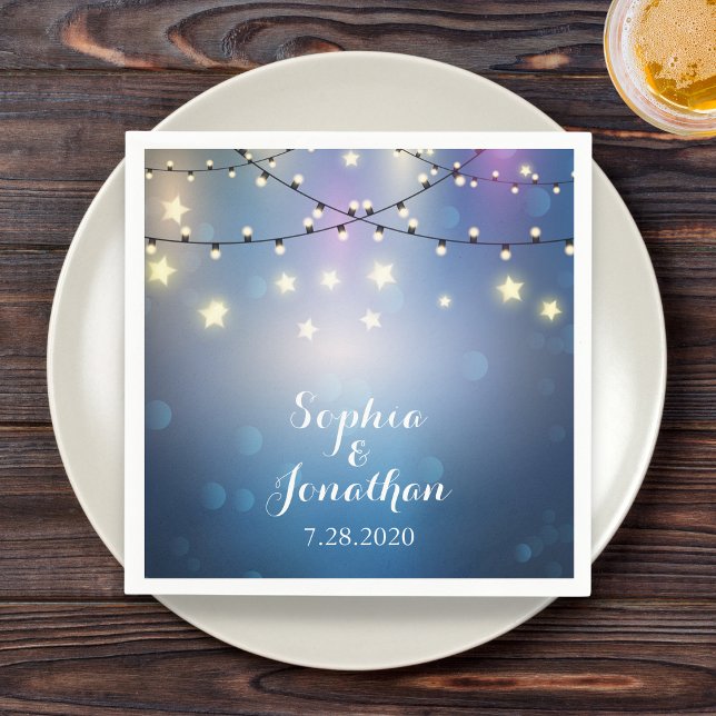 Romantic Outdoor Wedding Twinkle String Lights Napkin (Creator Uploaded)
