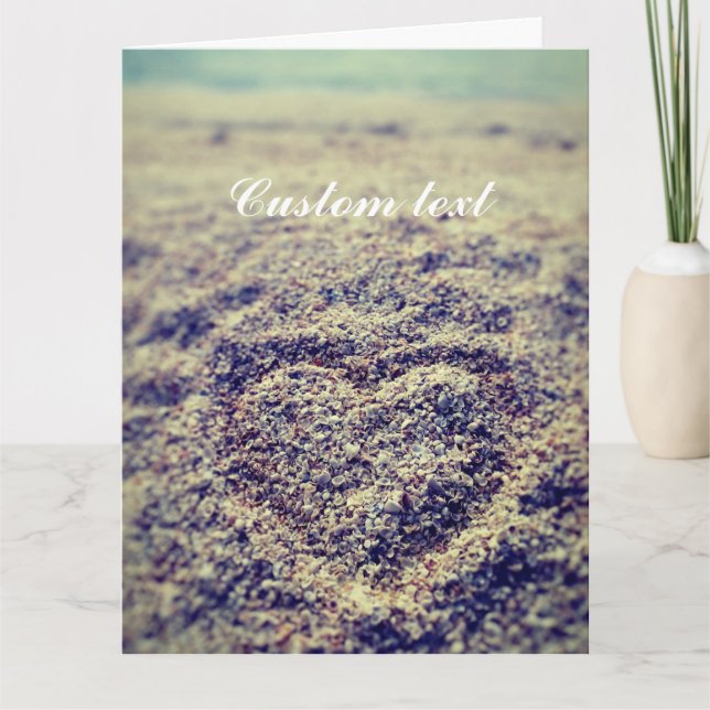 Romantic oversized greeting card Heart in the sand (Front)
