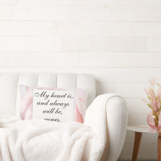 Romantic Pale Pink Floral Jane Austen Love Quote Lumbar Cushion