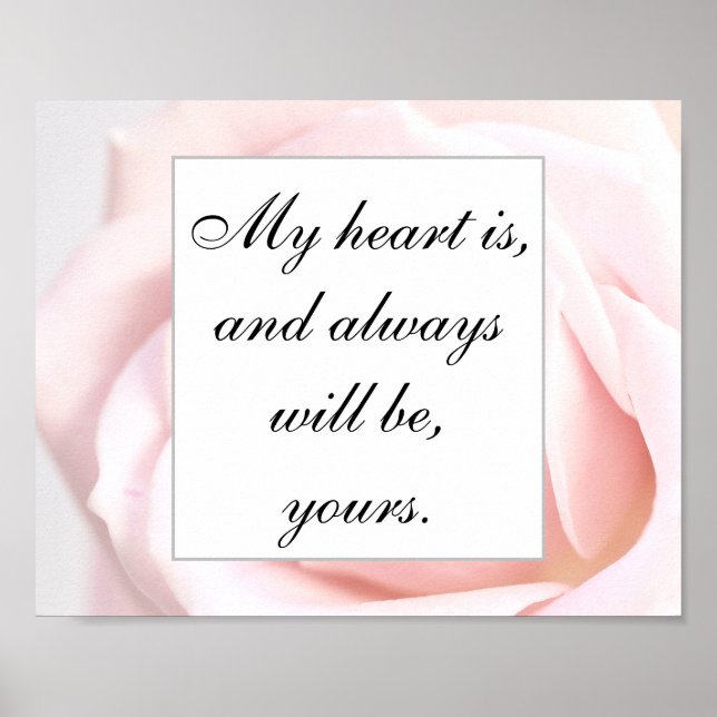 Romantic Pale Pink Floral Jane Austen Love Quote Poster (Front)