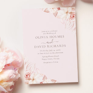 Romantic Pale Pink Roses Wedding Invitation