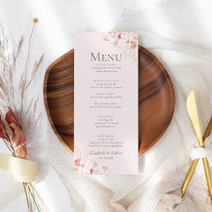 Romantic Pale Pink Roses Wedding Menu
