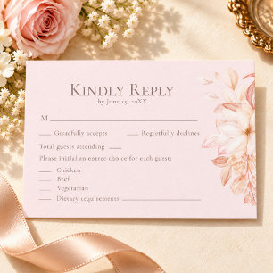 Romantic Pale Pink Roses Wedding RSVP Card