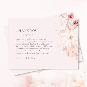 Romantic Pale Pink Roses Wedding Thank You Card