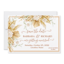 Romantic Pampas Grass Floral Wedding Save Date