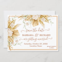 Romantic Pampas Grass Floral Wedding Save Date