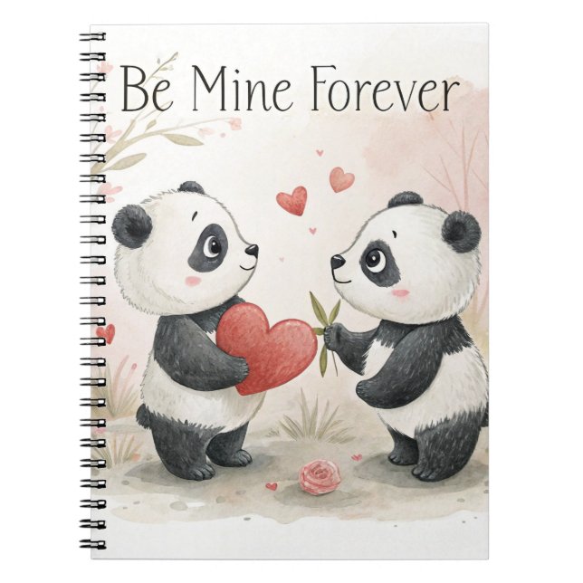 Romantic Panda Card – Be Mine Forever Notebook (Front)