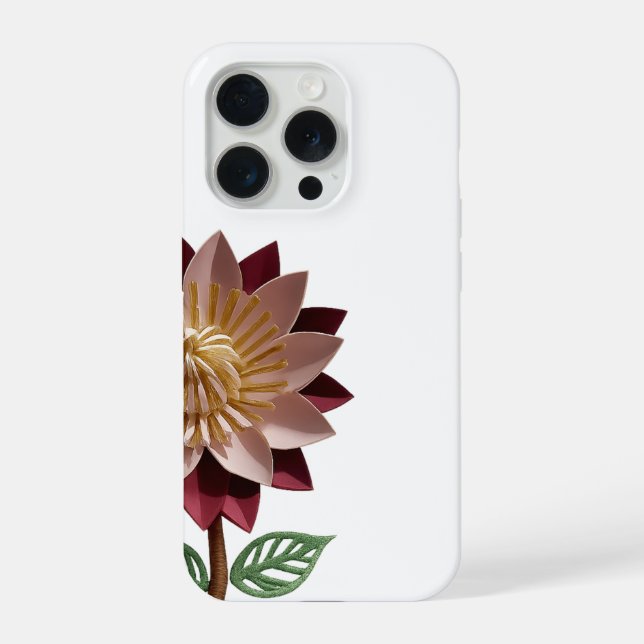 Romantic Paper Flower Phone Case – Pink & Maroon  (Back)