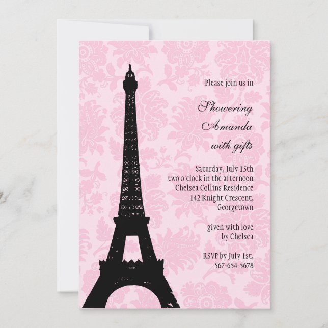 Romantic Paris Bridal Shower Invitation (Front)