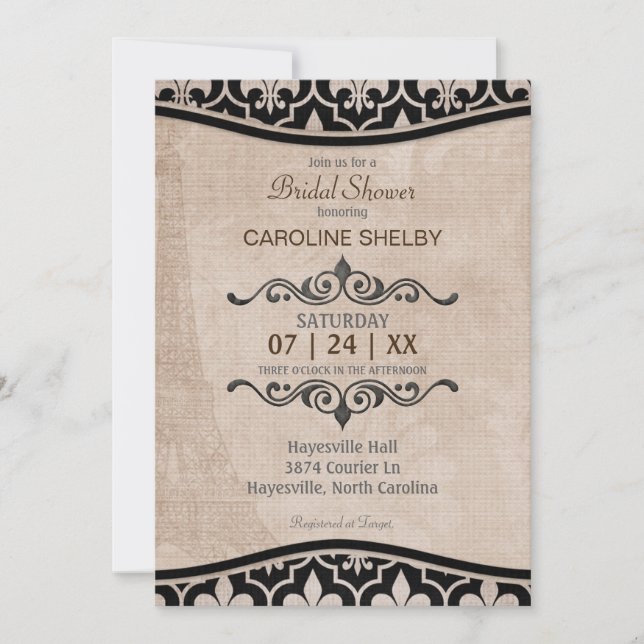 Romantic Paris Chic Bridal Shower Invitation (Front)