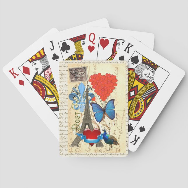 Romantic Paris collage Playing Cards (Back)