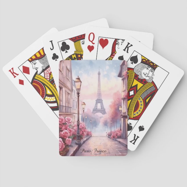 Romantic Paris France – Eiffel Tower Floral Playing Cards (Back)