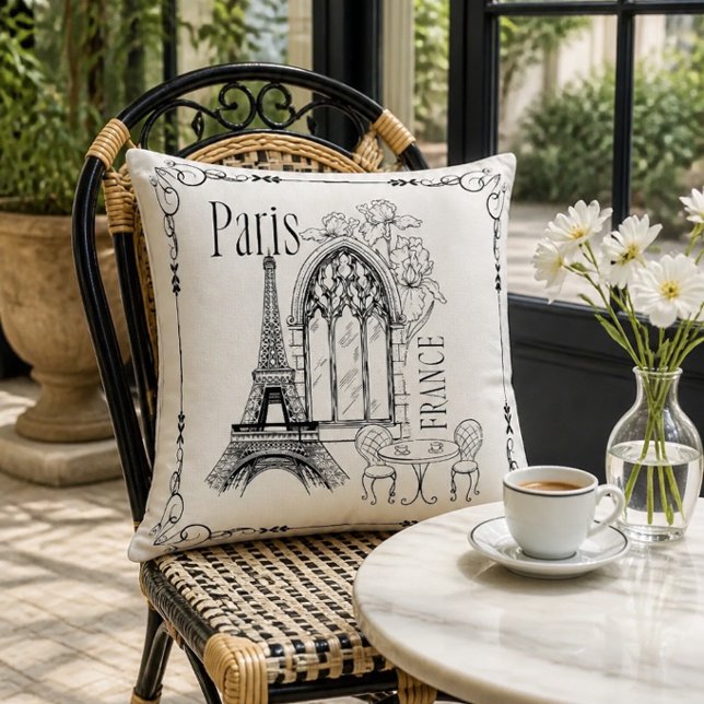 Romantic Paris France Throw Pillow (Creator Uploaded)