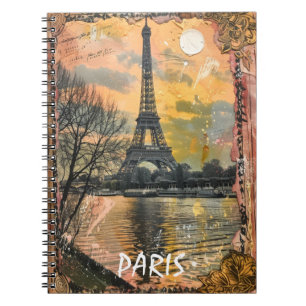 Romantic Paris France Vintage Artwork Notebook
