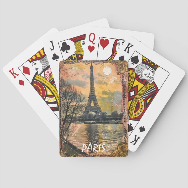 Romantic Paris France Vintage Artwork Playing Cards (Back)