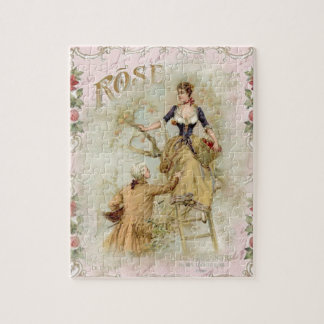 Romantic Paris Lovers pink shabbychic Jigsaw Puzzle