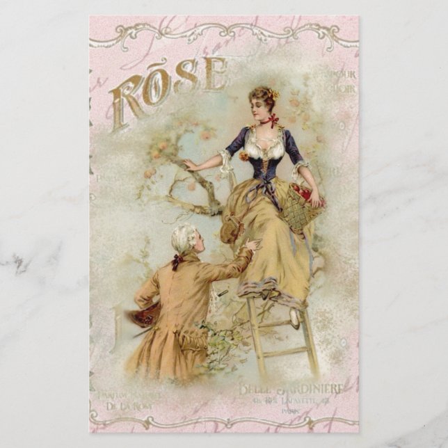 Romantic Paris Lovers pink shabbychic Stationery (Front)