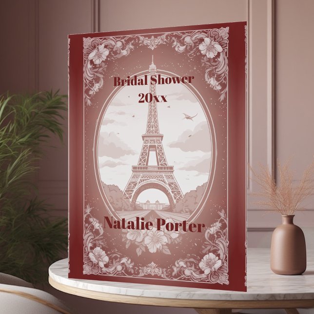 Romantic Paris Miss to Mrs Bridal Shower Welcome  Acrylic Sign (Romantic Paris Miss to Mrs Bridal Shower Welcome Acrylic Sign)