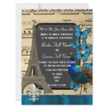 Romantic Paris, peacock and butterflies wedding