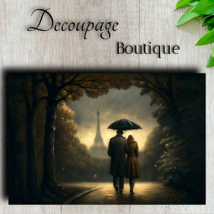 Romantic Paris Rain Walk Decoupage Tissue Paper