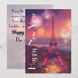 Romantic Paris Skyline New Year Wishes Holiday Card