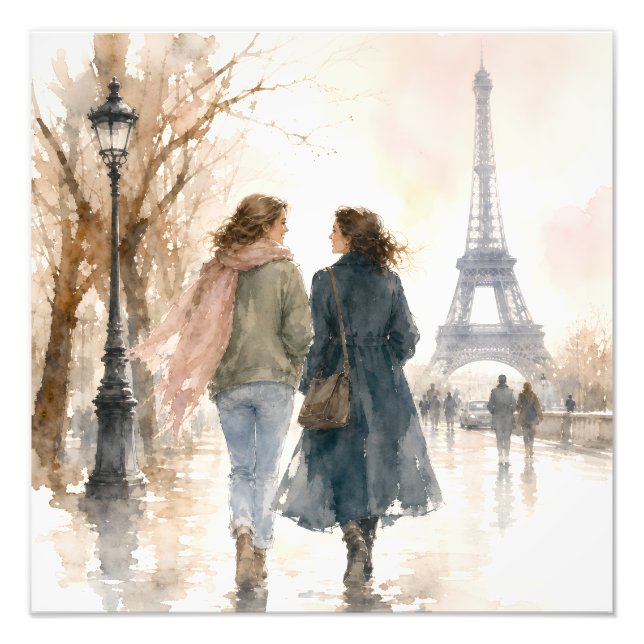 Romantic Paris Street Scene Print (Front)