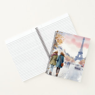 Romantic Paris Street Scene Print Notebook