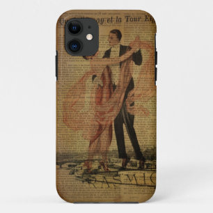 romantic Paris Waltz ballroom dancers Case-Mate iPhone Case