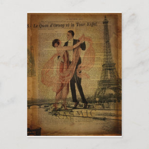 romantic Paris Waltz ballroom dancers Postcard