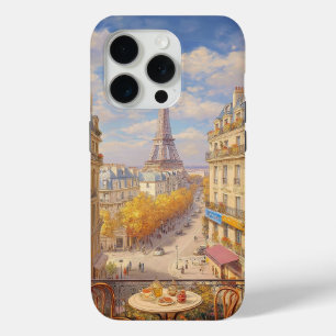 Romantic Parisian Balcony View Oil Painting iPhone 15 Pro Case