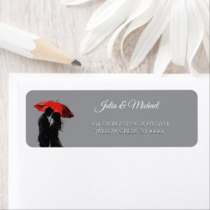 Romantic Parisian Red Umbrella Love Silhouette