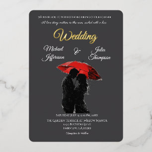 Romantic Parisian Red Umbrella Love Silhouette