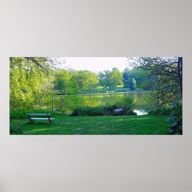 Romantic Park Bench at Awesome Lake Poster (Front)