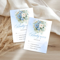 Romantic Pastel Blue Floral Eucalyptus RSVP