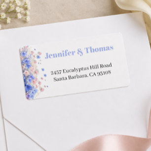 Romantic Pastel Cottagecore Wildflowers Wedding Label