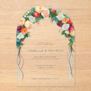 Romantic Pastel Floral Arch Acrylic Invitations