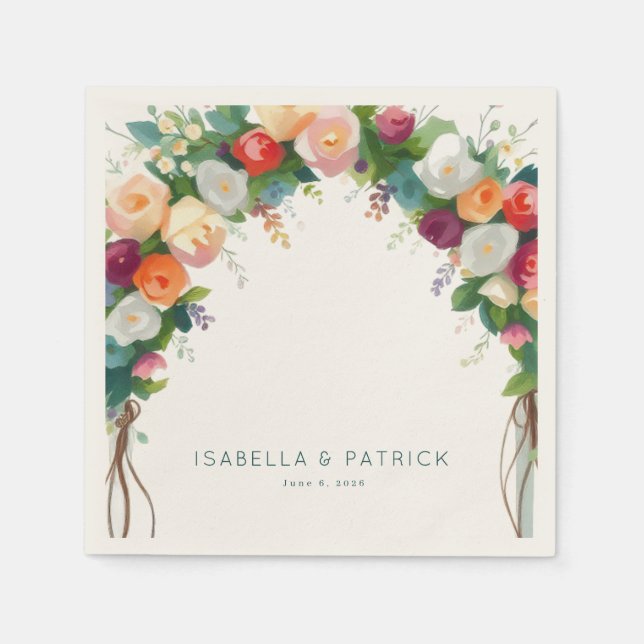 Romantic Pastel Floral Arch Napkin (Front)