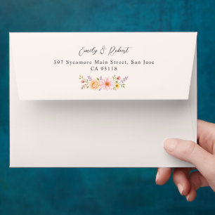 Romantic Pastel Floral Botanical 5x7 Wedding Envelope