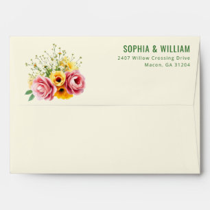 Romantic Pastel Floral Bouquet Envelope