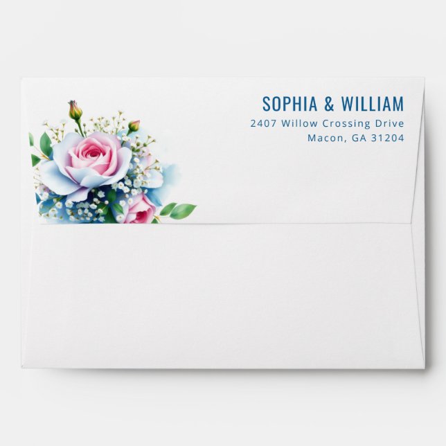 Romantic Pastel Floral Bouquet Envelope (Back (Top Flap))